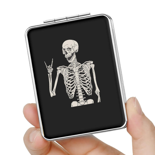 dcdcee Pocket Mirror, Small Travel Mirror with Magnification, Portable Double-Sided Magnifying Cosmetic Mirror for Daily (Skull)