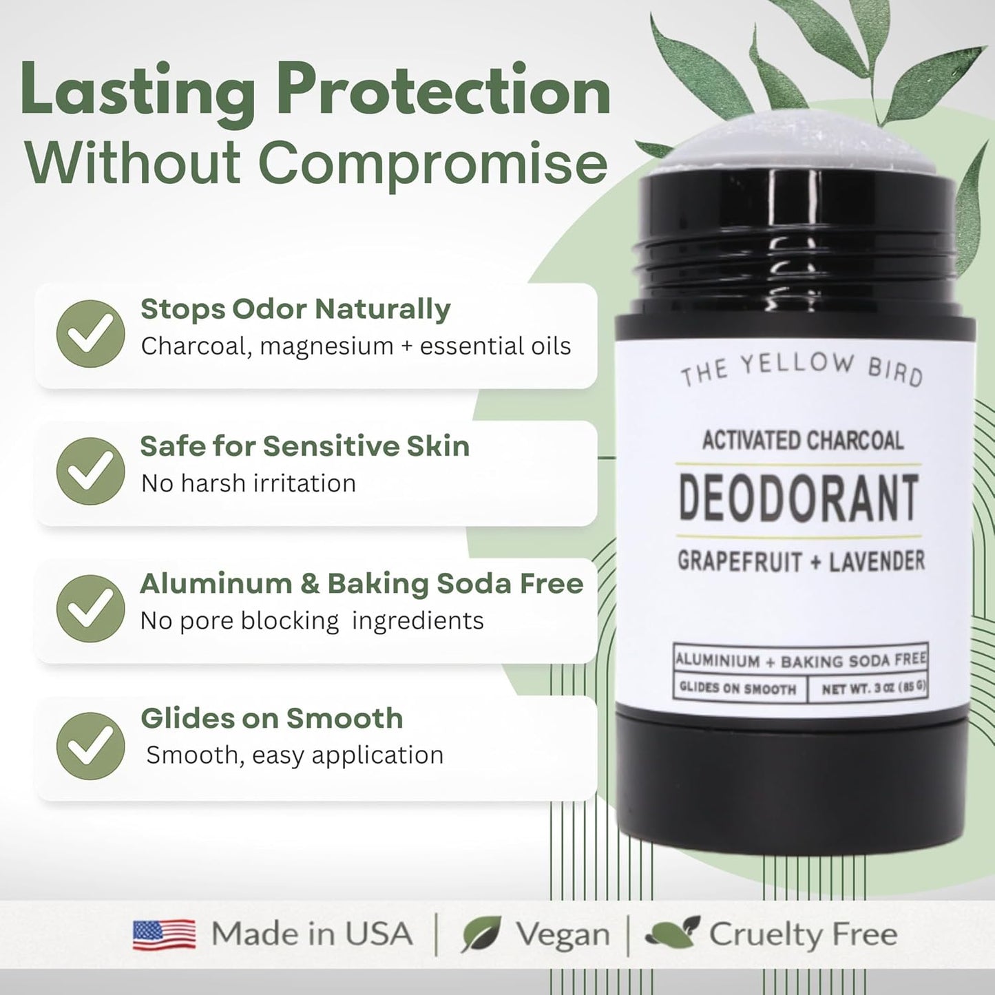 Skiennix Magnesium Deodorant - Natural, Aluminum-Free Formula for Sensitive Skin | Long-Lasting Protection with Charcoal & Essential Oils