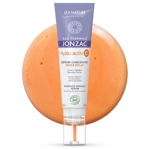 Eau Thermale Jonzac Organic Hyalu Activ C Serum - Stable Vitamin C & Hyaluronic Acid for Brighter, Plumped Skin | 1.01 Fl Oz