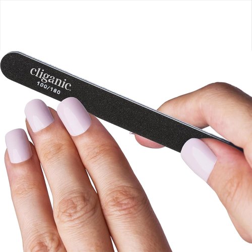 Cliganic Nail File Set - 12 Professional Emery Boards for Natural, Gel & Acrylic Nails | Washable Double-Sided