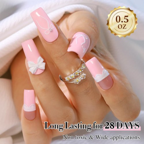 Double Rhythm 0.50 OZ Gel Polish Hema Free Same Color Same Bottle Golden Round Translucent Neutral Natural Milky 15 ML Jelly UV Polish Art DIY at Home (Light Pink-H1389)