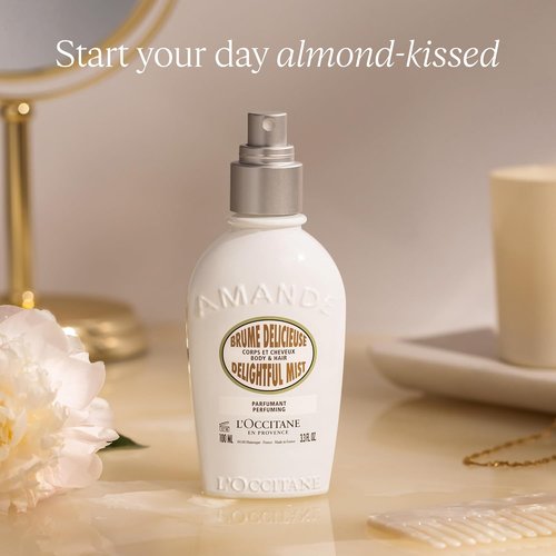 L'OCCITANE Almond Hair & Body Mist - Lightweight Fragrance Spray with Sweet Vanilla Scent for Hydrating Glow