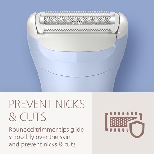 Philips Lady Shaver Series 6000 - Cordless Wet & Dry Electric Shaver with 3-Blade System | 80 Mins Runtime