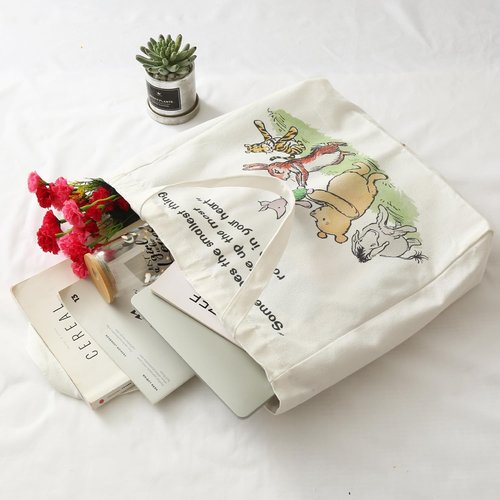 Pooh Bear Inspirational Canvas Tote Bag & 16oz Iced Glass Cup Gift Set for Friends