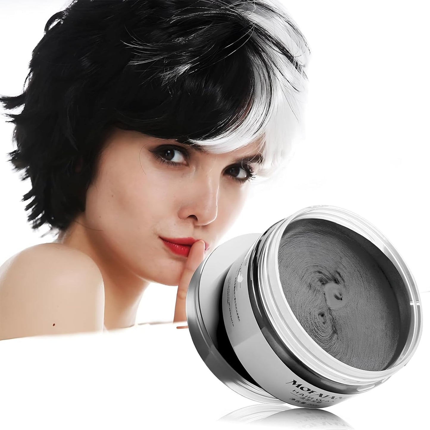 SOVONCARE Black Temporary Hair Wax Color, Professional Styling Pomades Natural Hairstyle Clay for Men & Women Christmas Cosplay Date 7.06 oz (Black)