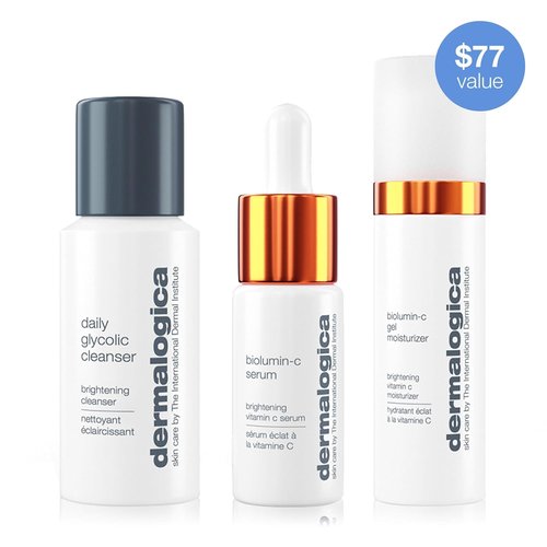 Dermalogica Daily Brightness Boosters Facial Care Kit - BioLumin-C Serum, Gel Moisturizer & Cleanser