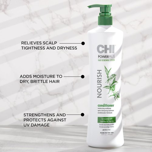 CHI Powerplus Nourishing Conditioner - Hair Renewal System for Healthy Scalp, 32 Oz | Relieves Dryness & Strengthens