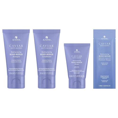 Alterna Haircare CAVIAR Anti-Aging Bond Repair Travel Kit - Strengthens & Protects Damaged Hair | Shampoo, Conditioner, Masque