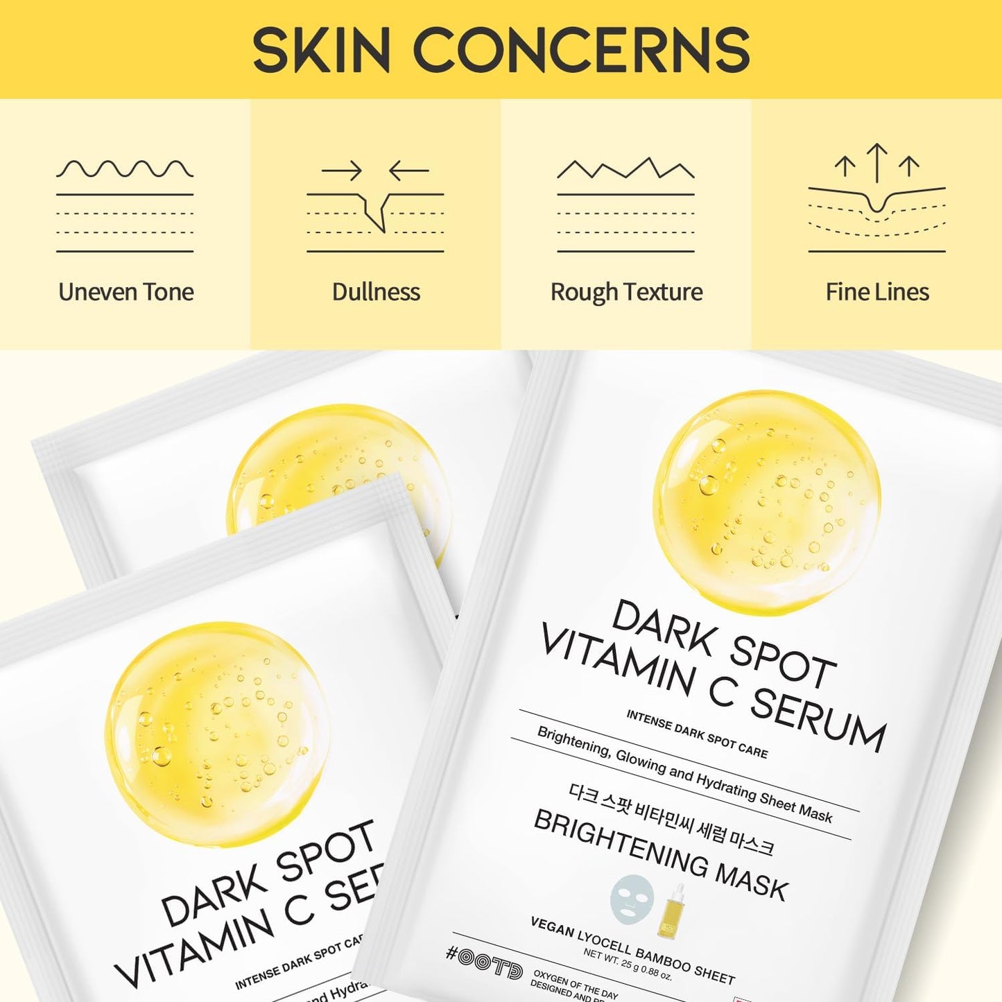 Skiennix Vitamin C Revitalizing Hydrating Sheet Mask | 10-Pack Korean Skincare for Radiant, Even Skin Tone