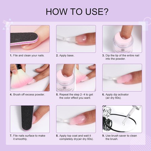 SAVILAND Dip Powder Liquid Set - 20 ml Ultimate Nail Dip System | No Curing Needed for DIY Manicure