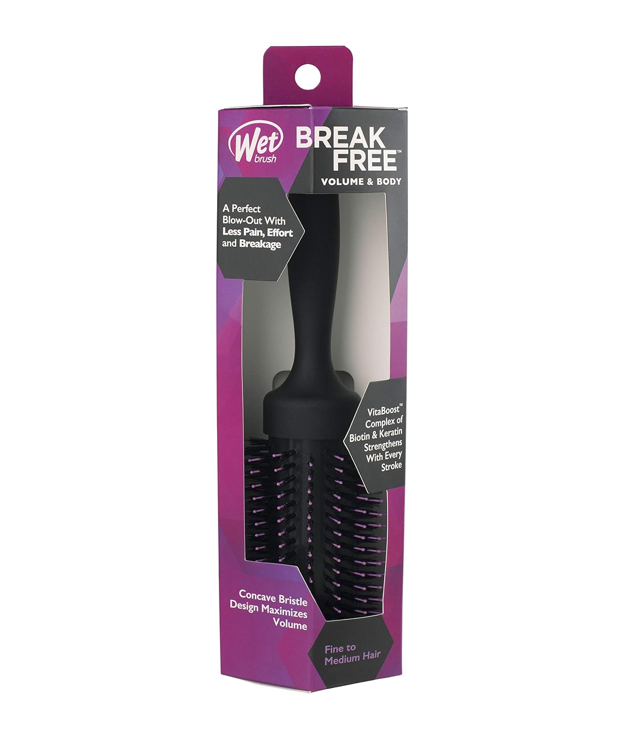 Wet Brush Volumizing Round Brush - Lightweight Boar Bristle for Fine to Medium Hair, Salon Quality Blow-Out