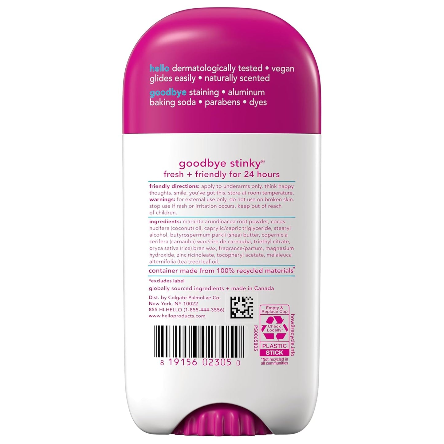 Hello Unicorn Aluminum-Free Deodorant - 24-Hour Freshness with Shea Butter | Baking Soda Free, 2.6 oz Stick