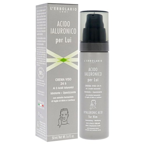 L'Erbolario Hyaluronic Acid Moisturizing Mattifying Face Cream for Men - 1.6 oz Tube