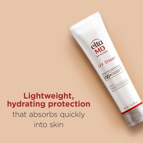 EltaMD UV Sheer Face Sunscreen - SPF 50+ Zinc Oxide Formula for No White Cast | Lightweight & Non-Greasy