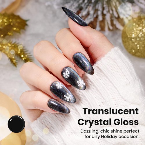 Beetles Prismatic Christmas Cat Eye Gel Nail Polish - 15ML Christmas Silver Glitter Rainbow Cat Eye Gel Polish with Magnet Soak Off UV Velvet Nail Polish Salon DIY Manicure Winter Gift for Women
