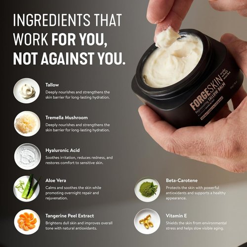 Forge Skin® Wrinkle Defense Beef Tallow Balm - Hydrating Anti-Aging Moisturizer for Men (1.7 OZ)