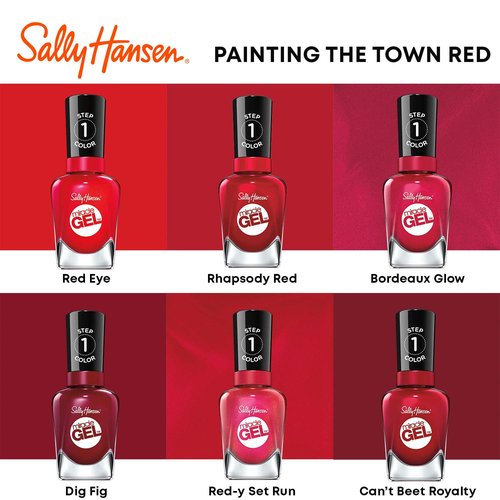 Sally Hansen Miracle Gel Salon Quality Nail Polish | Gel-Like Formula, Two-Step System, No UV Light Needed, Long Lasting | Opaque, Glossy | 439 Red Eye | Scarlet Red Nail Color