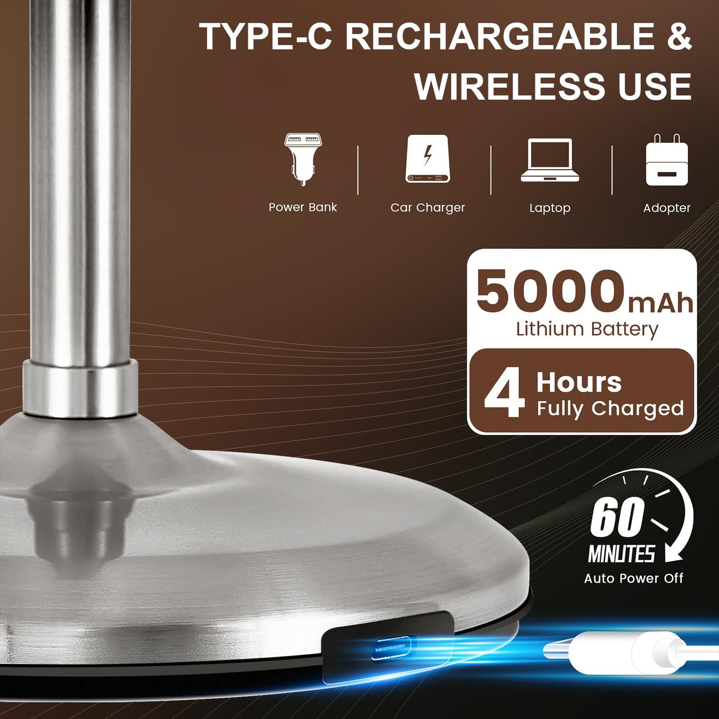 VESAUR 15X Magnifying Mirror with Light, 9" Large 5000mAh Rechargeable Double Sided HD Lighted Makeup Mirror with 3 Touch Dimmable Light, 360° Swivel Detachable for Travel Vanity Mirror Nickel, Gifts