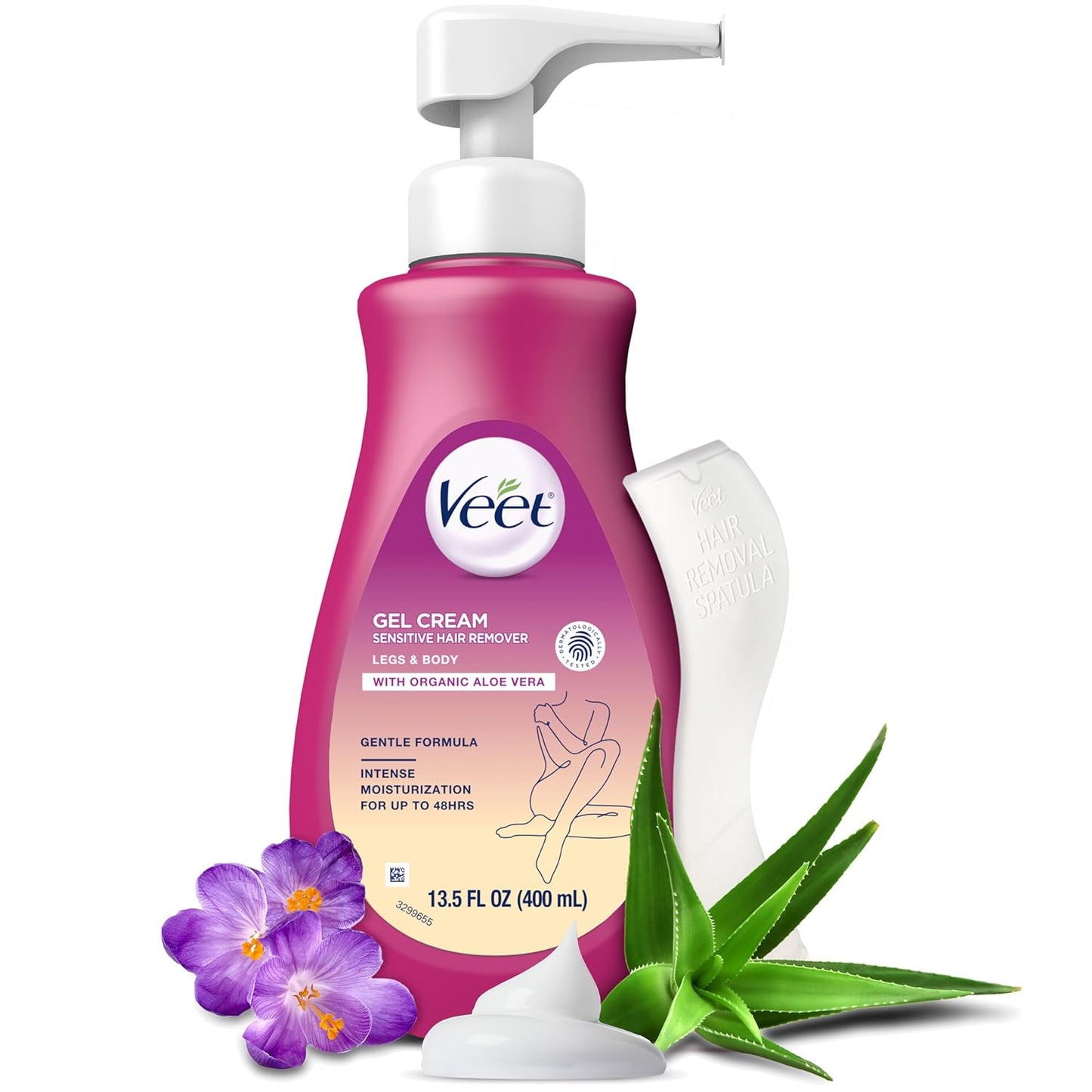 Veet Sensitive Skin Hair Removal Cream - Painless Bikini & Body Hair Removal Gel | 13.5 FL OZ Pump Bottle
