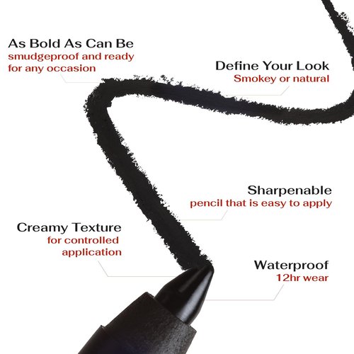 K7L Black Eyeliner - Waterproof, Longwear, Smudgeproof | Onyx Shade for All-Day Definition