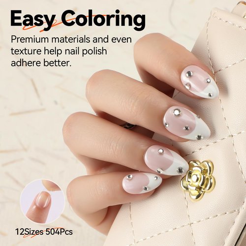 UNA GELLA Short Almond Gel Nail Tips, 504pcs Pre-shape Short Almond Nail Tips 12 Sizes Press on Nails Soft Gel Acrylic Clear Fake Full Cover for Nails Extension Home DIY Salon