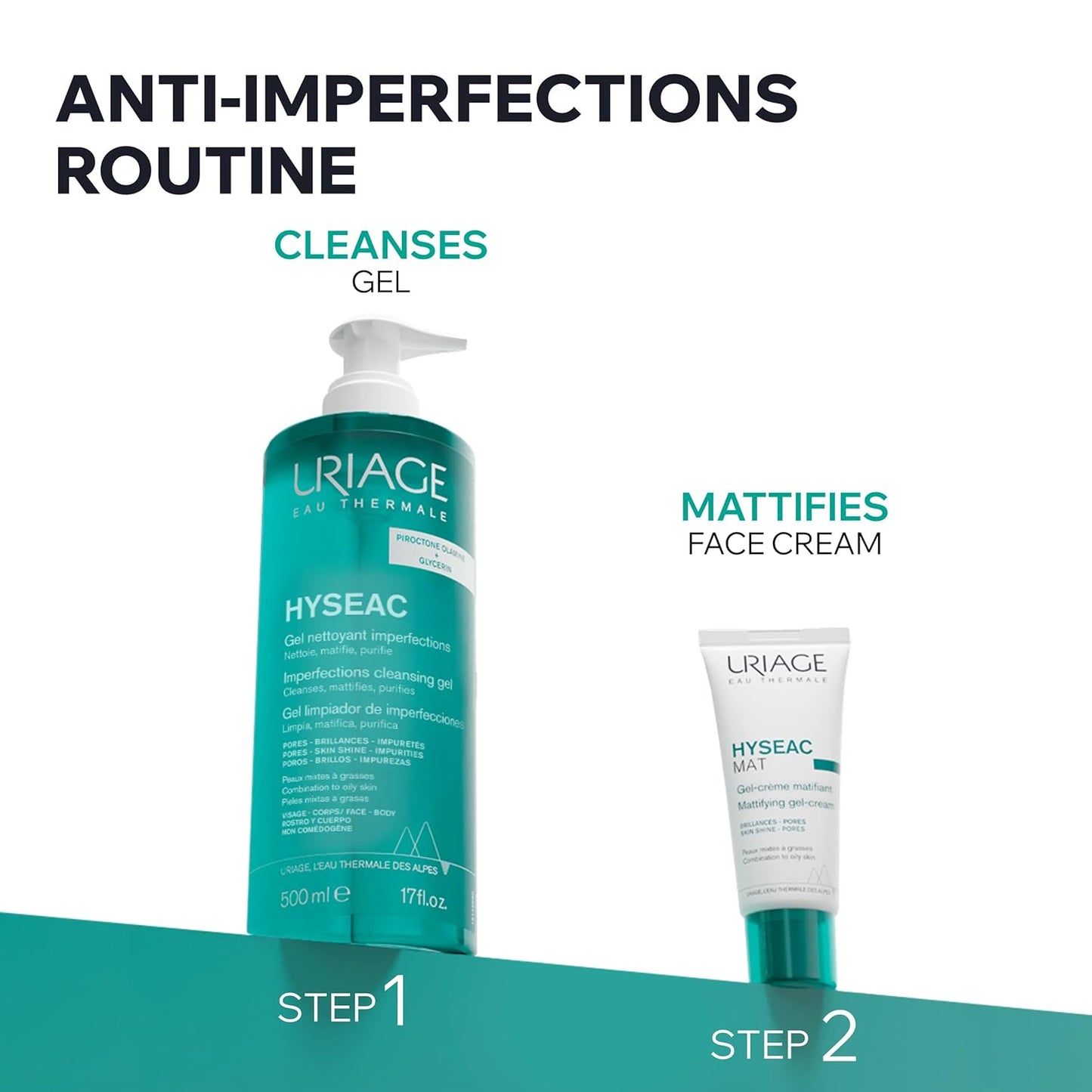 Uriage Hyseac Cleansing Gel - Purifying Face & Body Wash for Back Acne, Soap-Free, Oily Skin