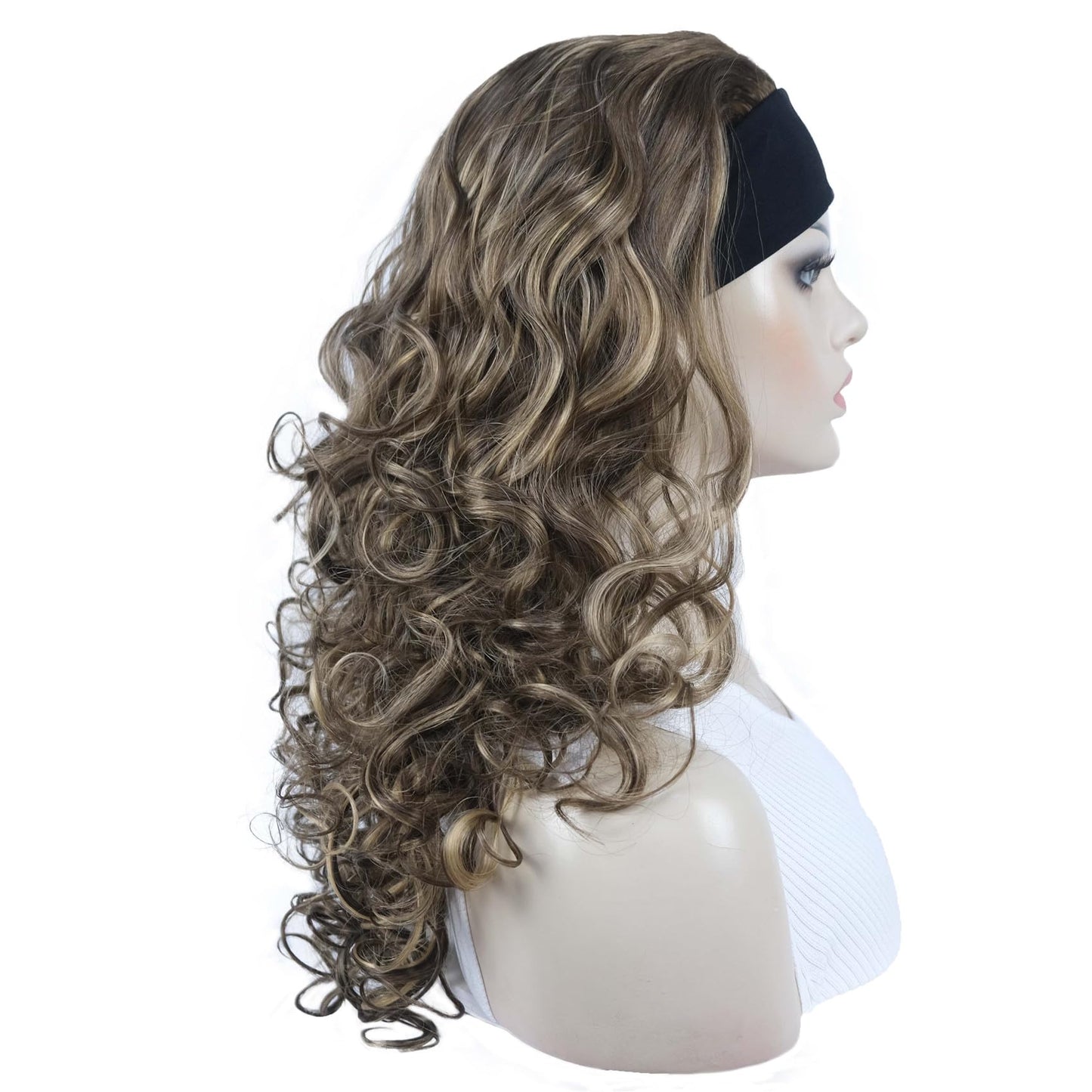 Aimole Long 22" Curly 3/4 Women Wigs With Headband Soft Layered Wig Heat Resisting Fiber Synthetic Hair (L10-124)