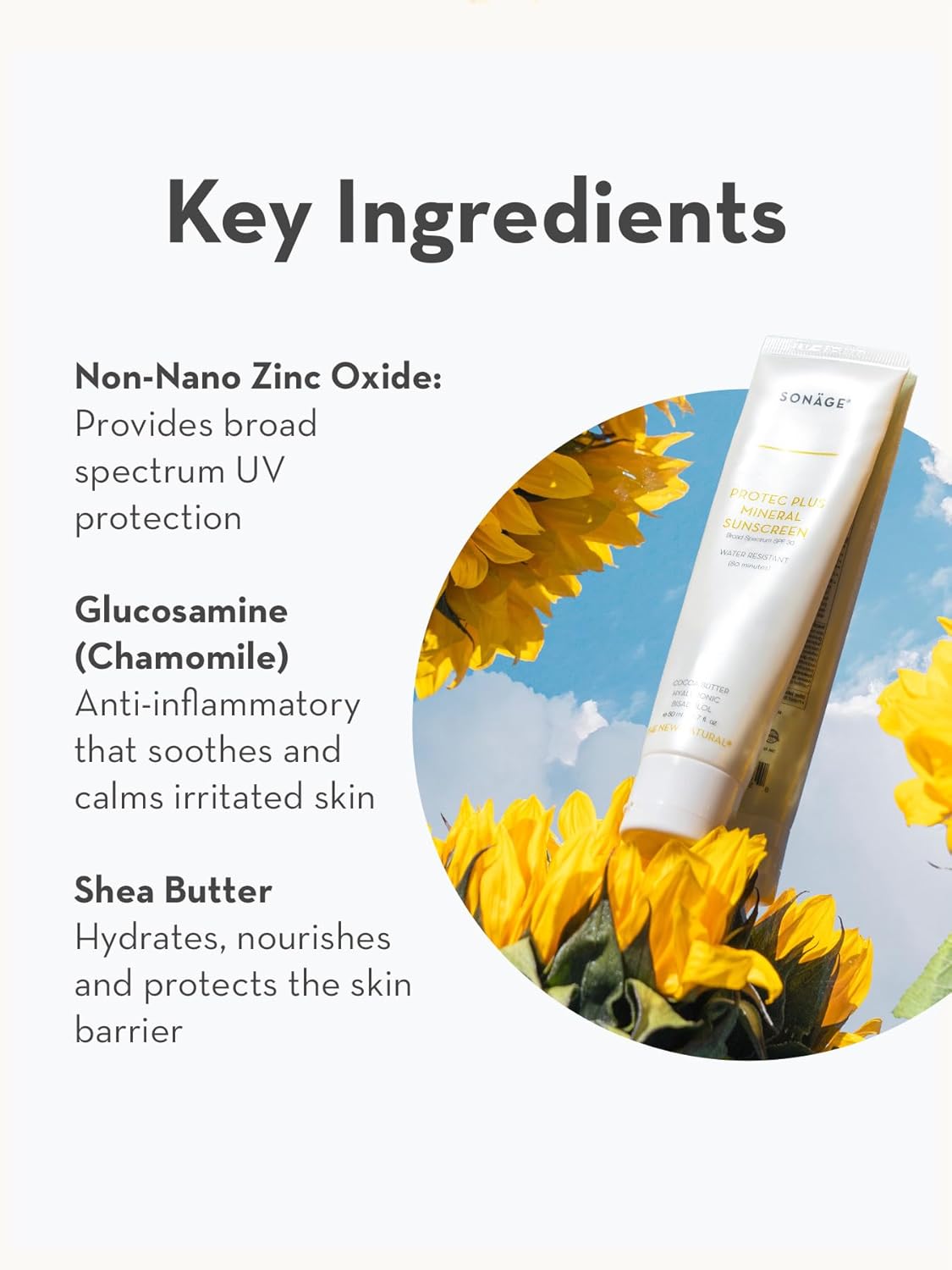 Sonage Protec Plus Mineral Sunscreen - Lightweight, Non-Greasy SPF 30 Face Protection | Natural & Reef-Safe