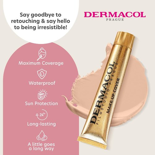 Dermacol Full Coverage Matte Foundation - Waterproof SPF 30 for Oily Skin & Acne, 30g | Shade 208
