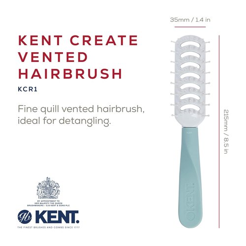 Kent KCR1 Vented Hair Brush - Create Volume & Root Lift for All Hair Types | Small Green Ergonomic Design
