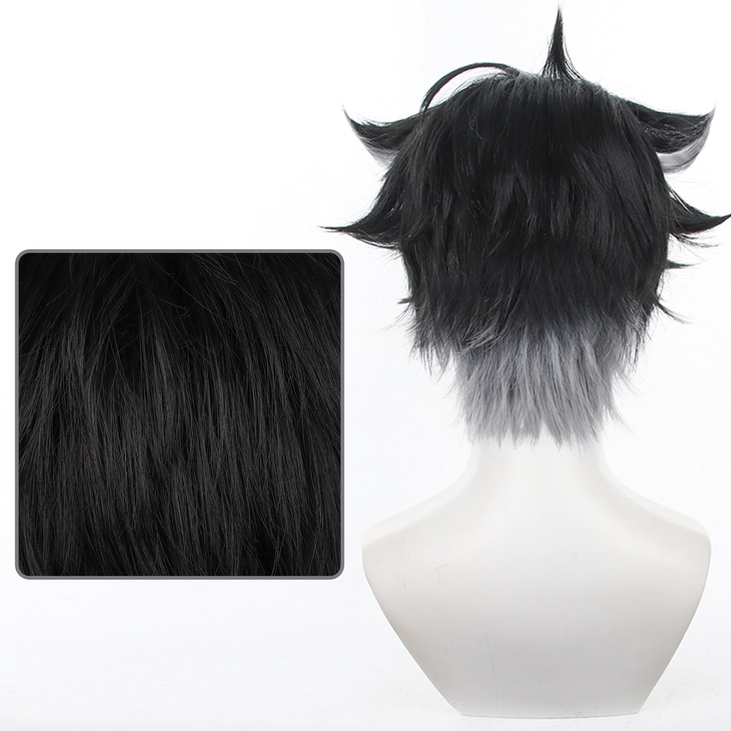 Wriothesley Wig Genshin Impact Fontaine Wrigley Cosplay Wig Black and Gray Short hair with Wig Cap for Man Comic Con, Anime Show, Halloween