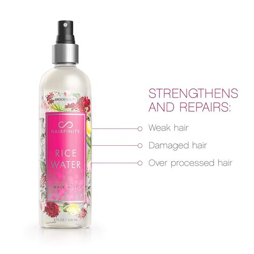 Hairfinity Rice Water Hair Mist - Silicone & Sulfate Free Formula for Damaged, Curly Hair | 8oz