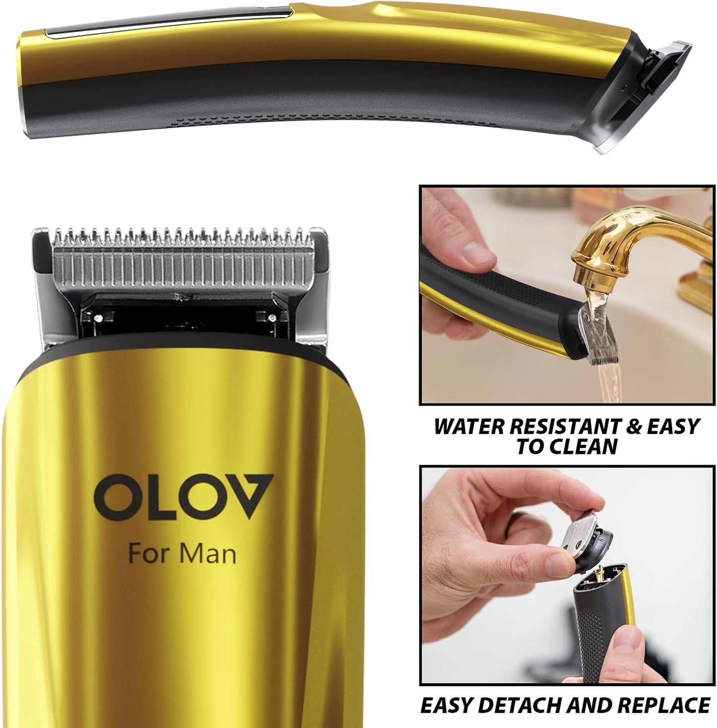 Skiennix Beard Trimmer - 21-Piece Men's Grooming Kit | Cordless Rechargeable Electric Razor in Gold