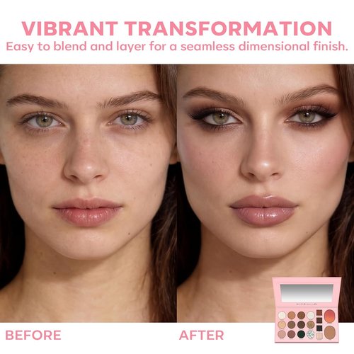 LUXAZA PRO 5-in-1 Eyeshadow Makeup Palette - 18 Natural Nude Shades, Long-Lasting & Smudge-Proof