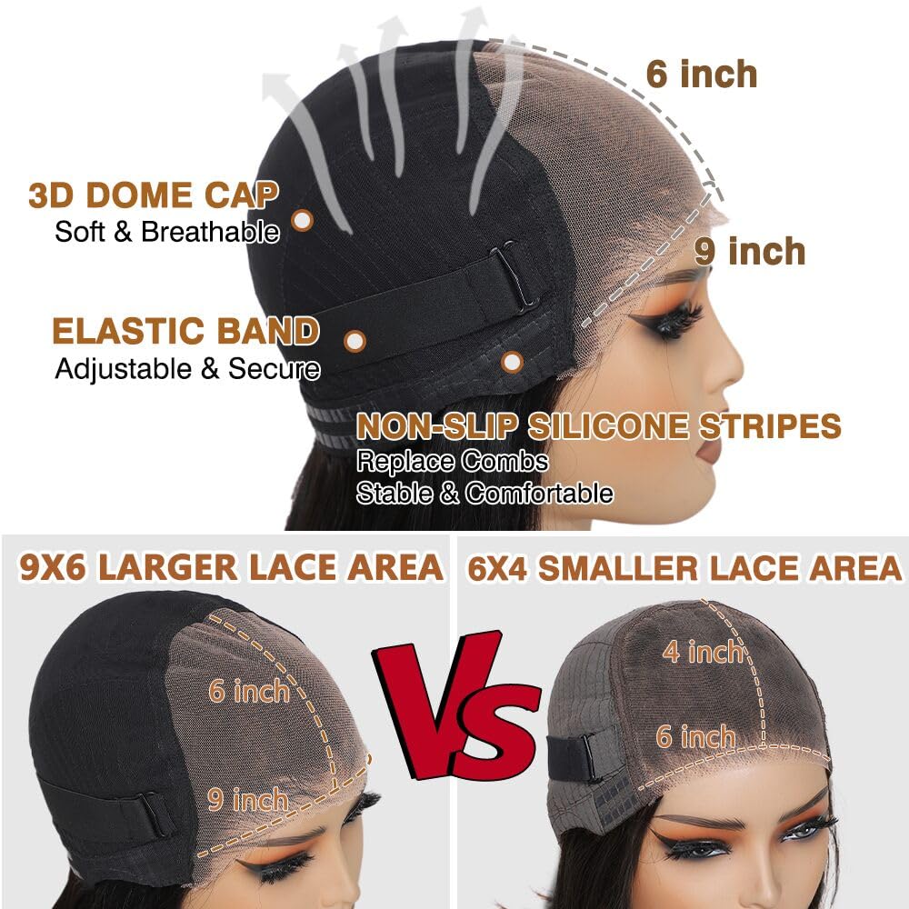 GUDOZO Reddish Brown Bob Wig Human Hair 9x6 HD Lace Front Wigs Human Hair 200% Density Glueless Wigs Human Hair Pre Plucked Pre Cut Glueless Wigs for Black Women 12 inch