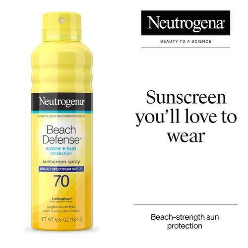 Neutrogena Beach Defense SPF 70 Sunscreen Spray - Lightweight, Fast Absorbing, Oxybenzone Free | 6.5 oz