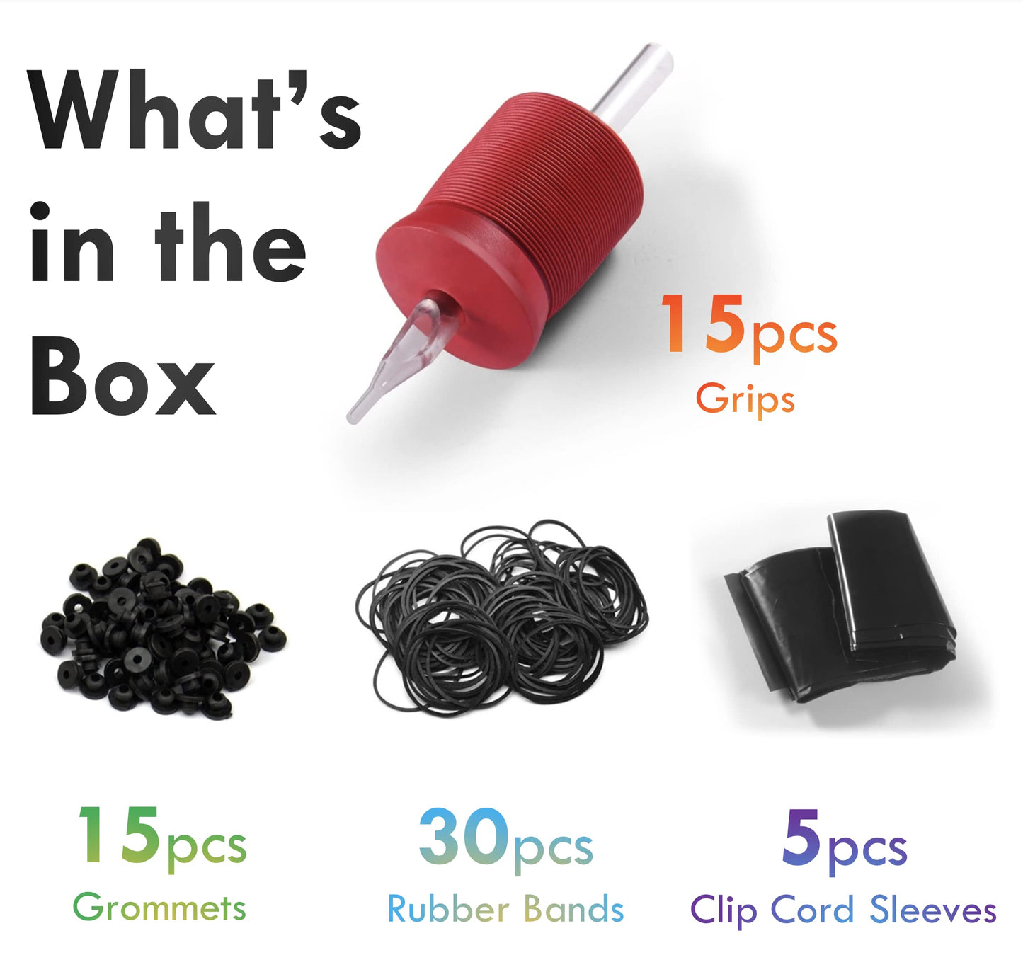 BEZTAT 1.25 Inch Ultra Premium Red Soft Silicone Grip w/Long Clear Disposable Tubes & Tips- 15 Pack, Round Tip (14RT)