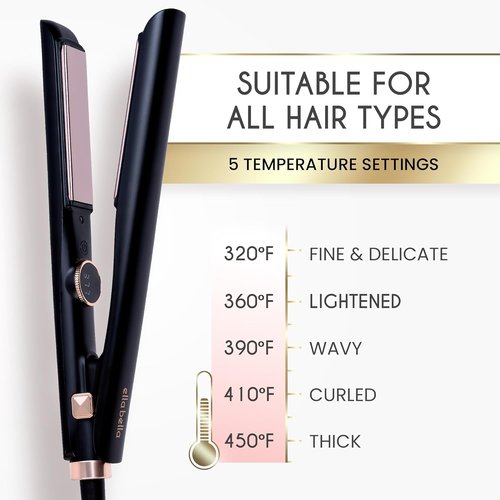 ELLA BELLA® Slimline Hair Straightener - Infrared Technology | 2-in-1 Styling Tool | 10 Heat Settings | Portable Design