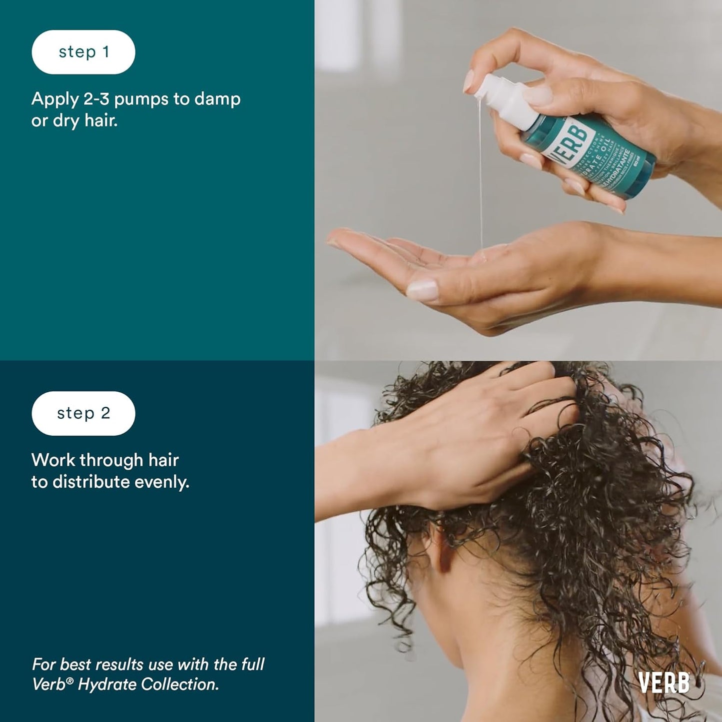 VERB Hydrate Oil - Moisturizing Shine Booster - Smooths Frizz & Protects Heat - Amber + Warm Jasmine Scent