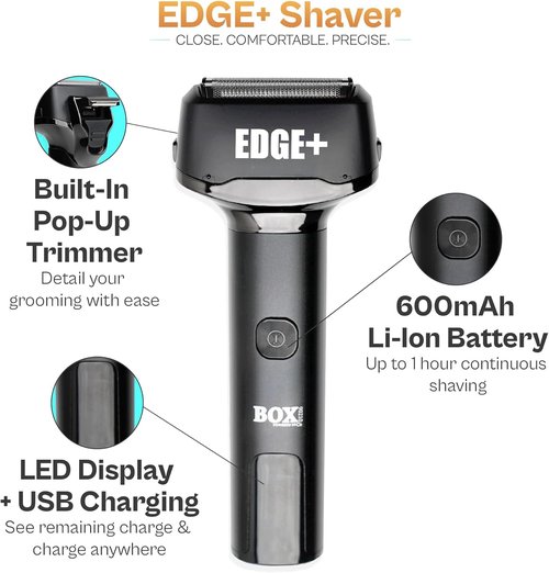 Edge+ PRO Precision Smooth Foil Shaver - Professional Waterproof Titanium Electric Shaver for Men with Pop-Up Trimmer & LED Display