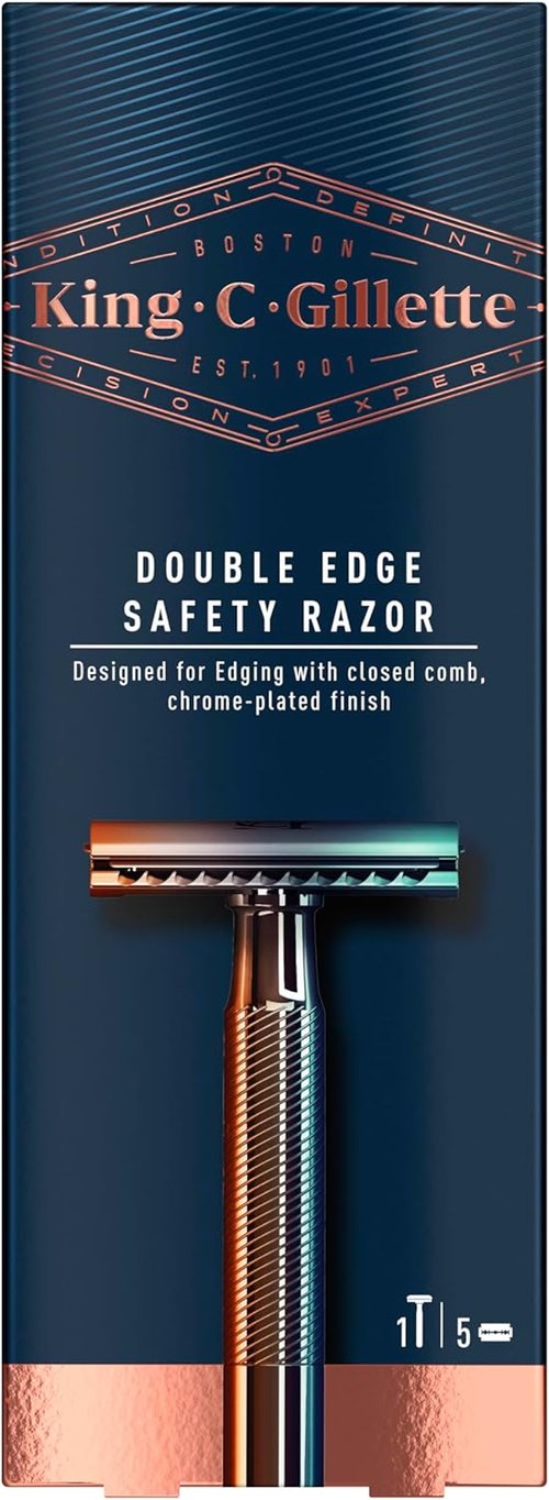 King C. Gillette Double Edge Safety Razor - Includes 5 Platinum Coated Blades | Perfect Gift for Men