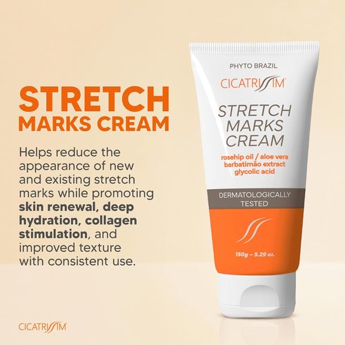 Cicatrissim Stretch Mark Cream - Softens & Firms Skin, Evens Tone - All Skin Types - 150g