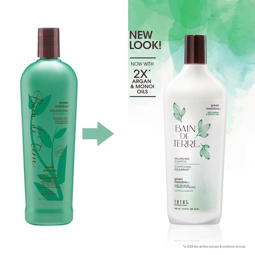 Bain de Terre Balancing Shampoo & Conditioner Set - Green Meadow | Restores Balance for Oily Hair | 13.5 Fl Oz