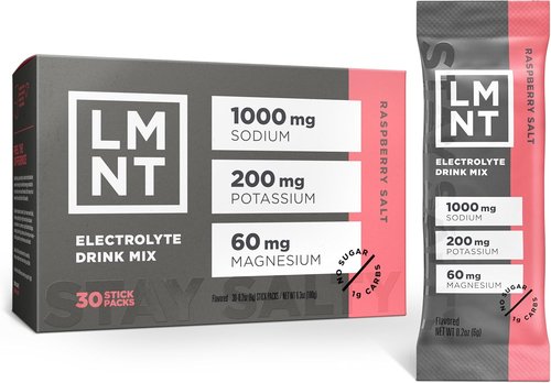 LMNT Zero Sugar Electrolytes - Raspberry Salt Drink Mix | 30 Convenient Packets