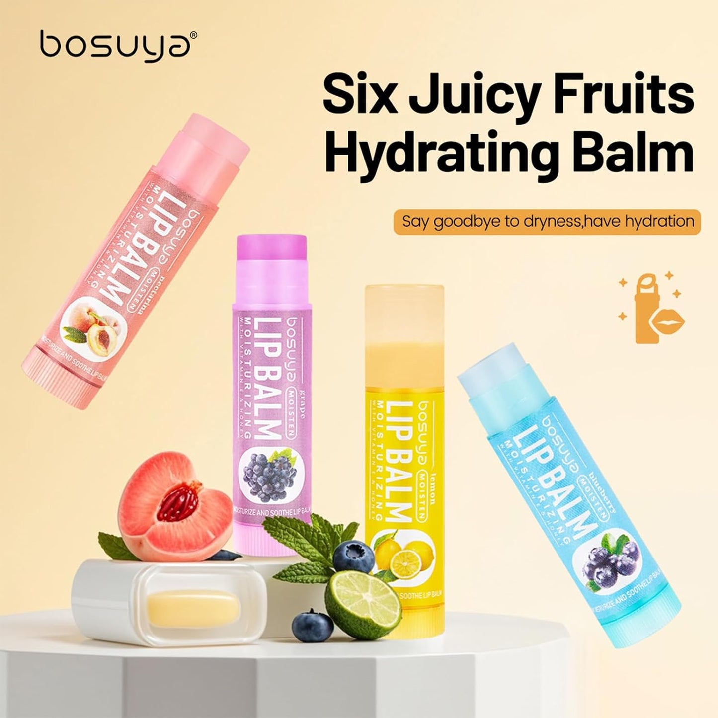 Skiennix Lip Balm Set - Gentle Hydration for Dry & Sensitive Lips | 6 Flavors, All-Day Moisture
