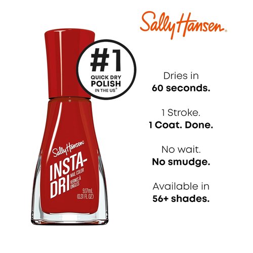 Sally Hansen Insta-Dri Nail Polish - Quick Dry, Long-Lasting, Streak-Free Shine | Opaque Glossy 390 That's A-Blazing! | Fiery Orange-Red Color