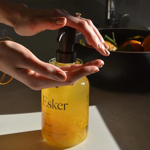 ESKER Calendula Hand Cleanser - Luxury Foaming Hand Wash with Essential Oils | 16.9 fl oz in Reusable Glass Bottle - Plant-Based & Cruelty-Free