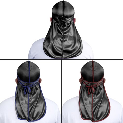 4PCS Silky Durags for Men Women 360 Waves with 1 Wave Cap, Silky Satin Durag Extra Long Tails