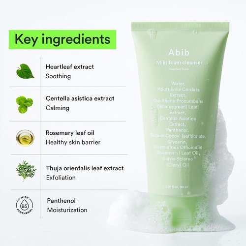 Abib Mild Foam Cleanser - Heartleaf Formula for Gentle Cleansing | 5.07 fl. oz