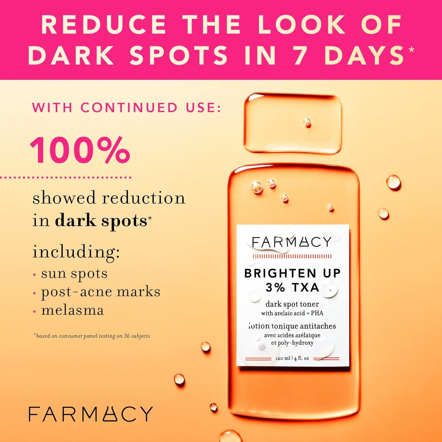 Farmacy 3% TXA Brightening Toner - Dark Spot Corrector with Azelaic Acid & Tranexamic Acid | 120ml